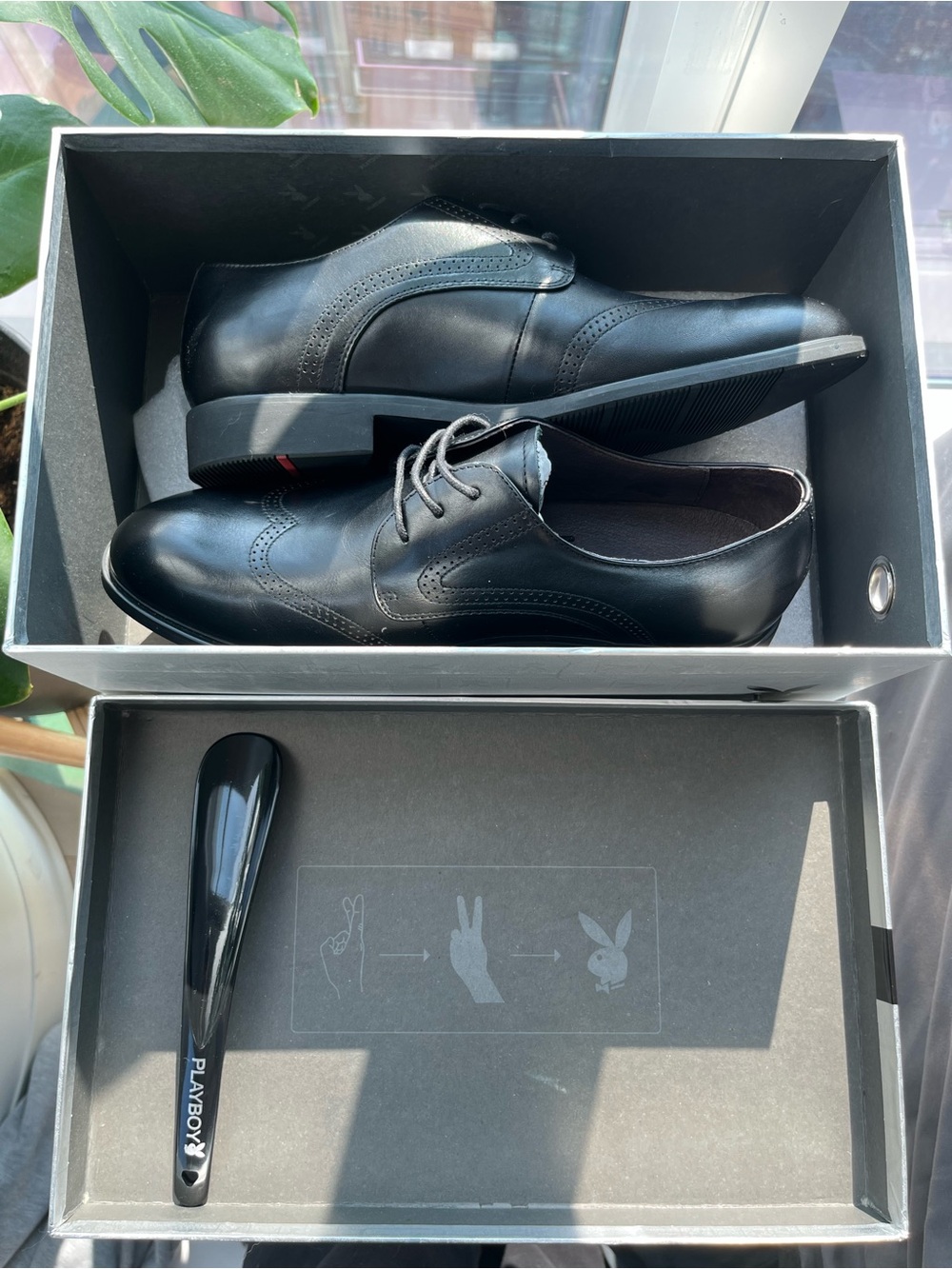 PLAYBOY Black Leather Loafers US Men’s 7